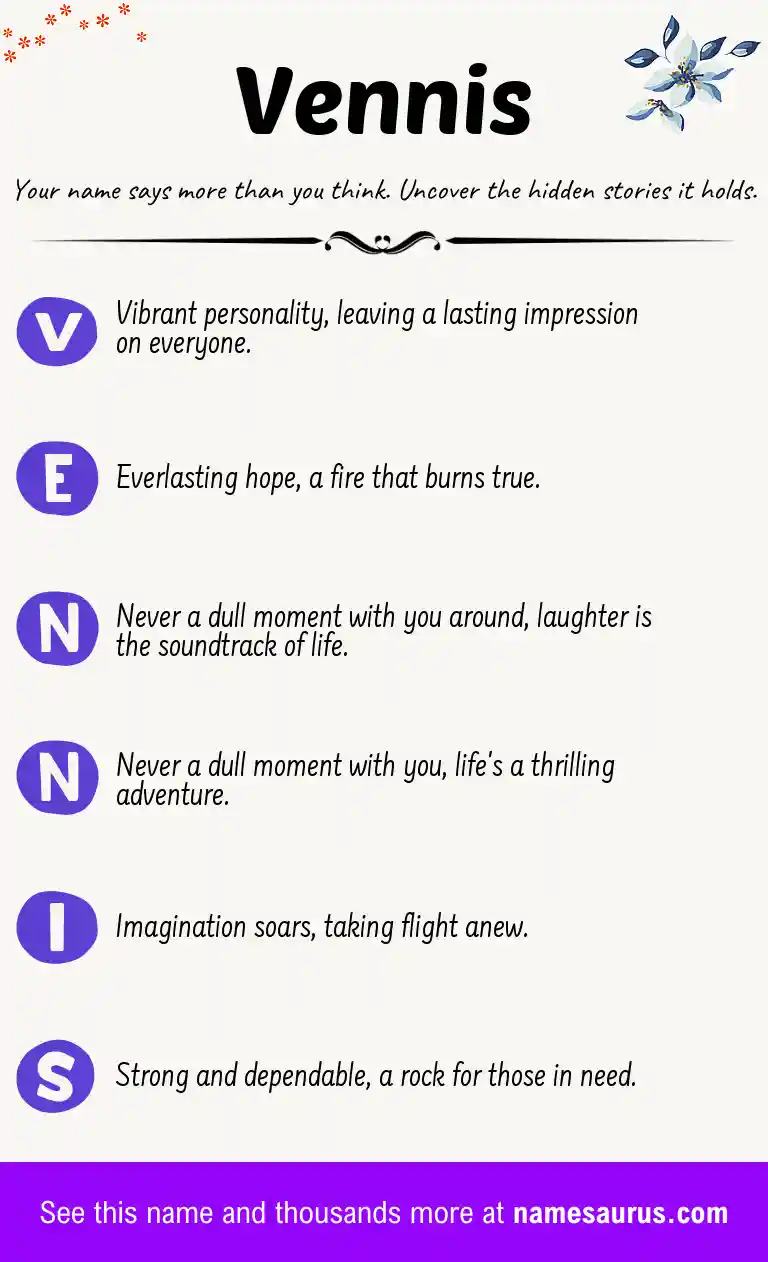 Acrostic poem about Vennis.