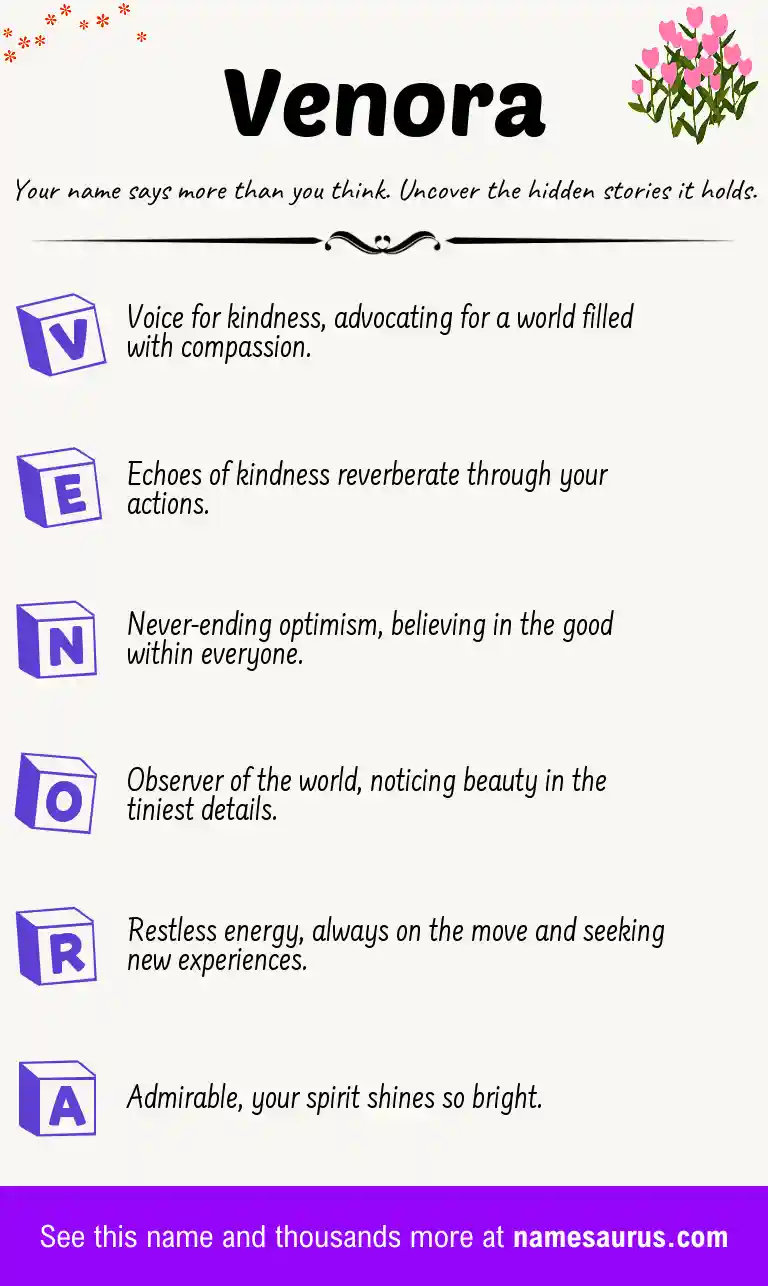 Acrostic poem about Venora.