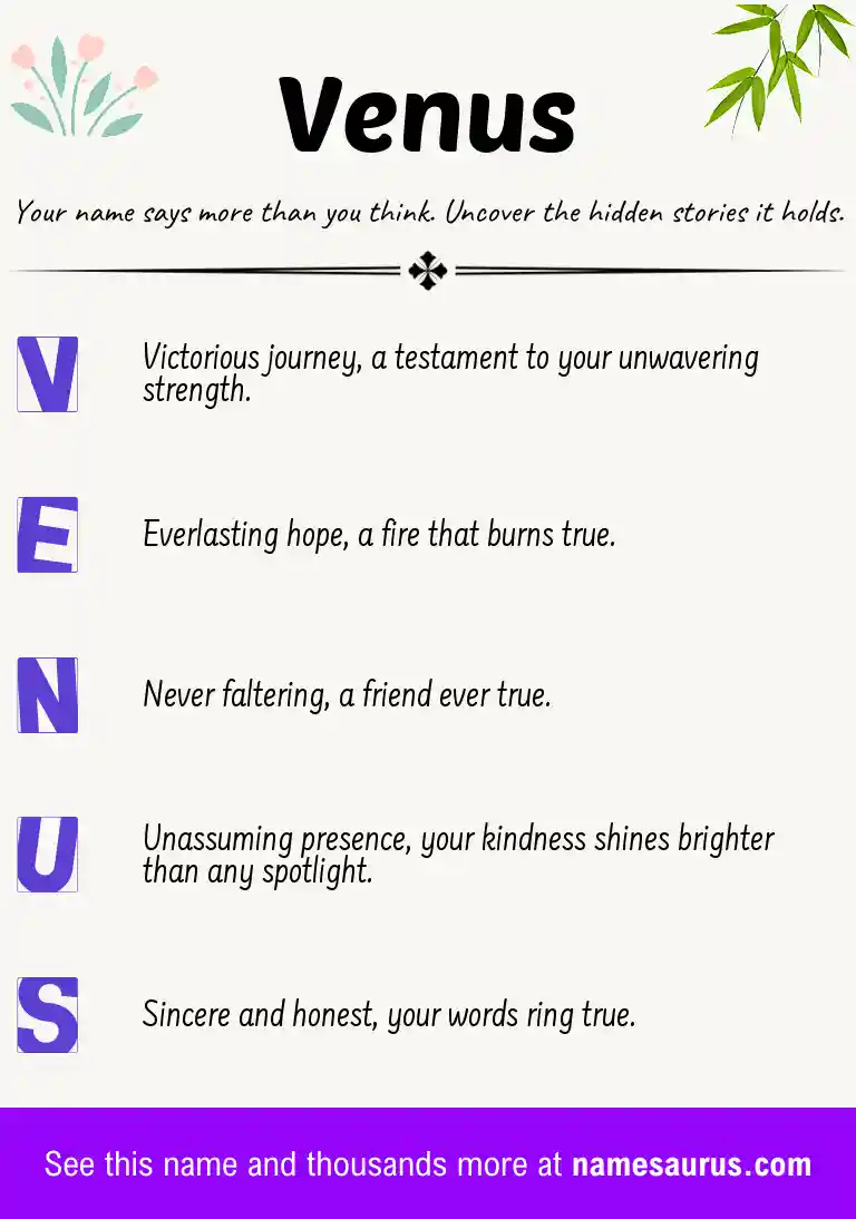 Acrostic poem about Venus.