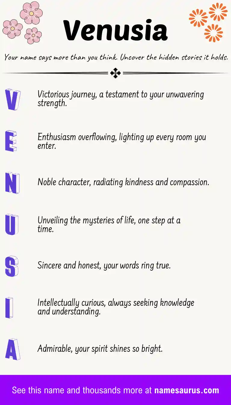 Acrostic poem about Venusia.