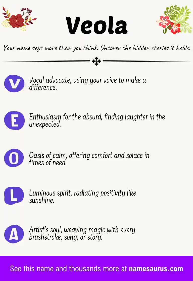Acrostic poem about Veola.