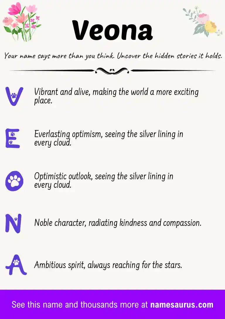 Acrostic poem about Veona.