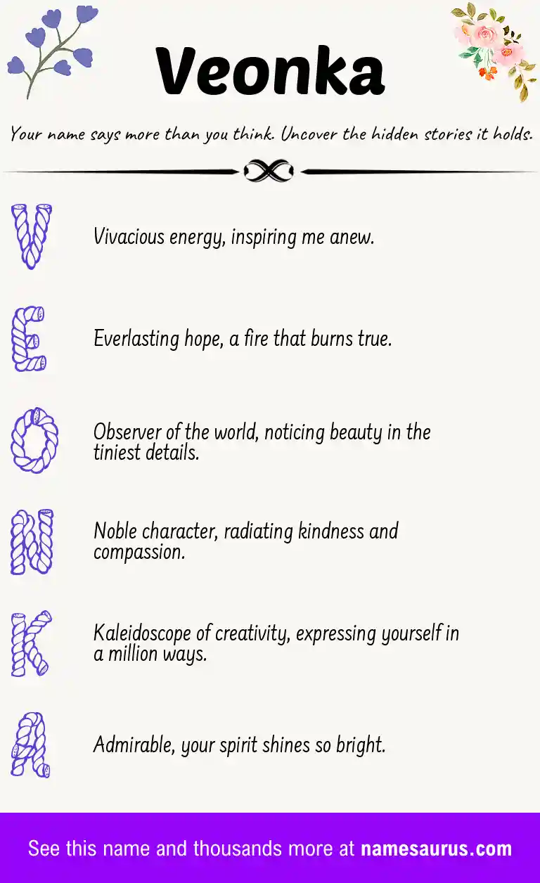 Acrostic poem about Veonka.