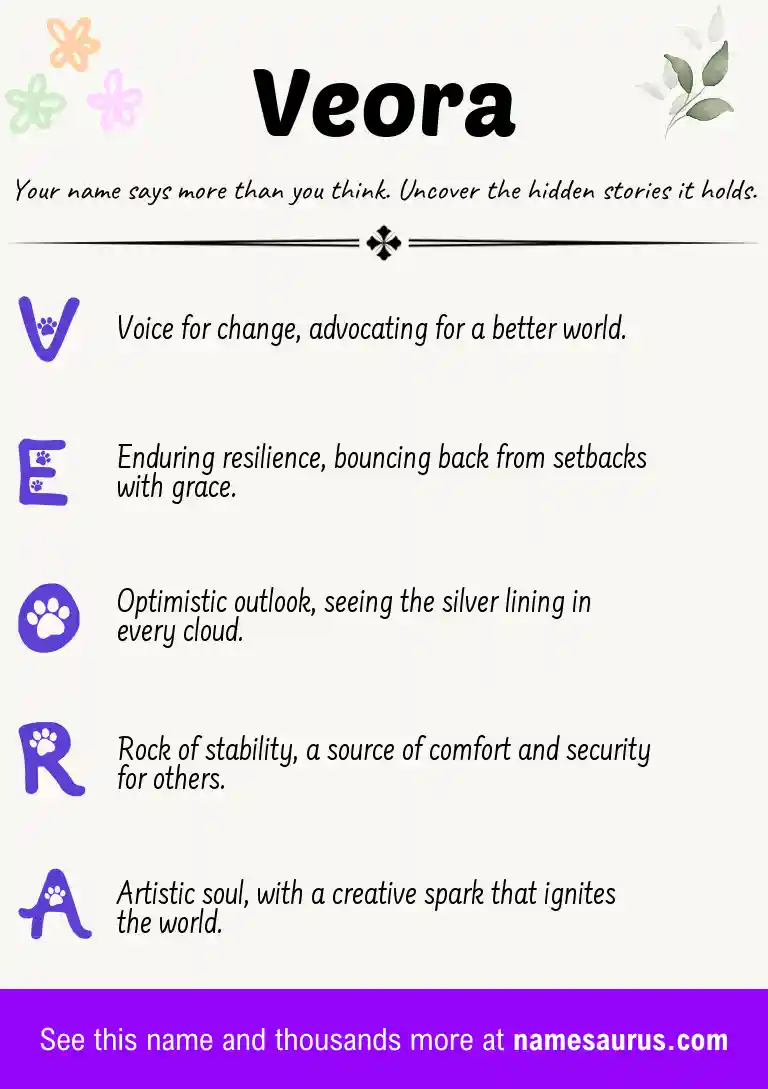 Acrostic poem about Veora.