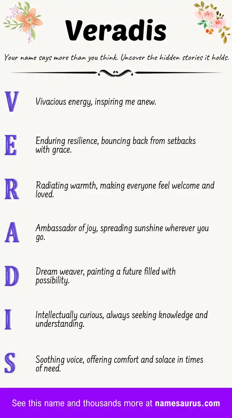 Acrostic poem about Veradis.