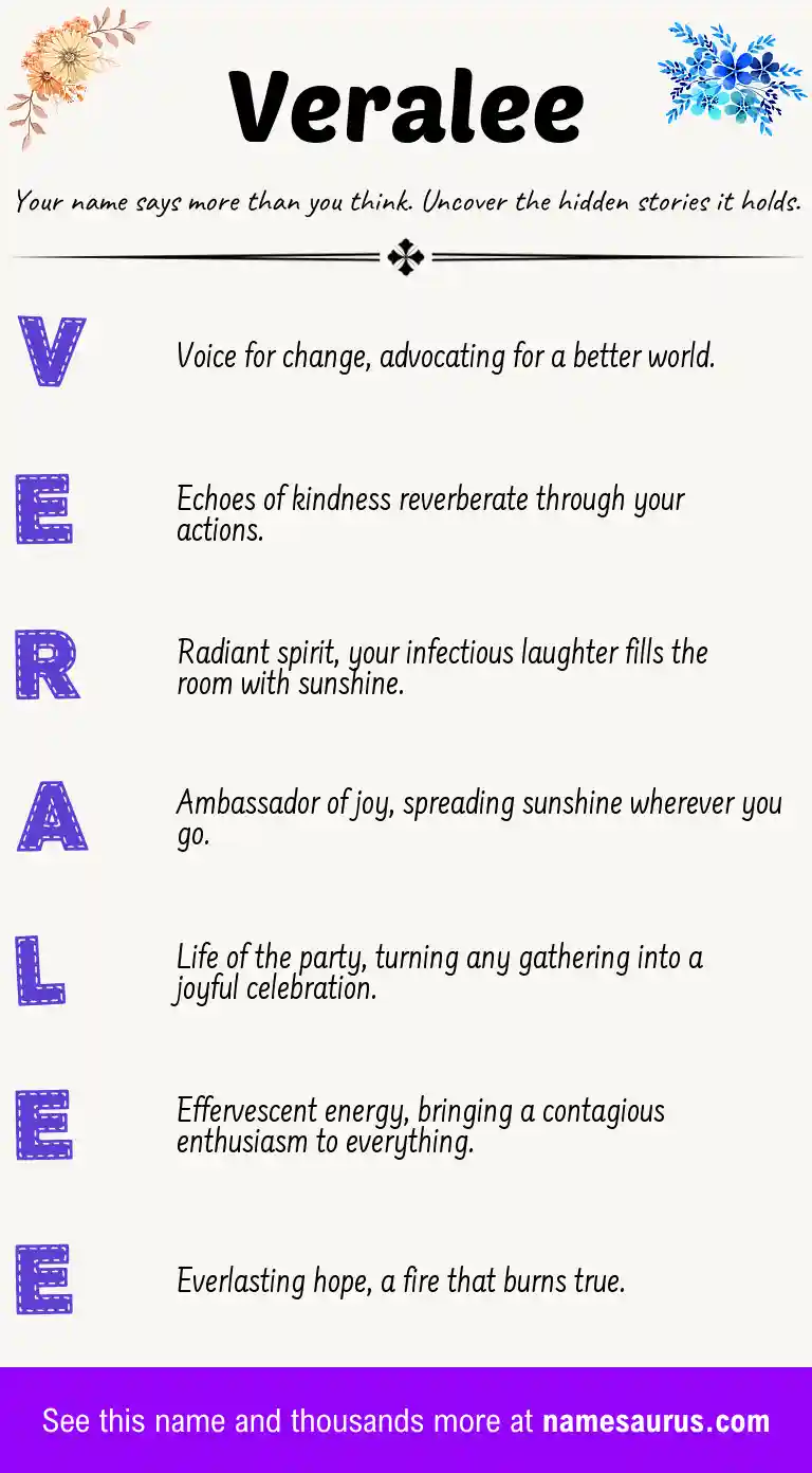 Acrostic poem about Veralee.