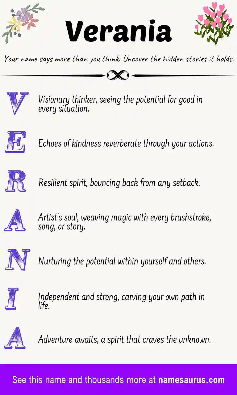 Acrostic poem about Verania.