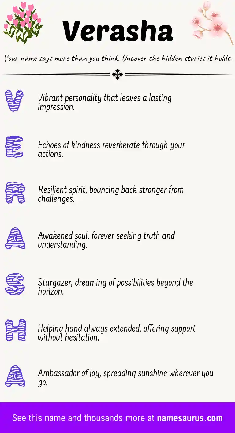Acrostic poem about Verasha.