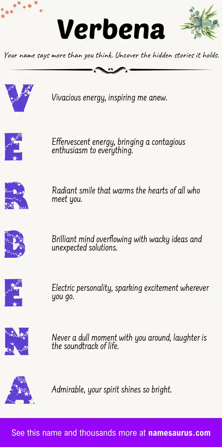 Acrostic poem about Verbena.
