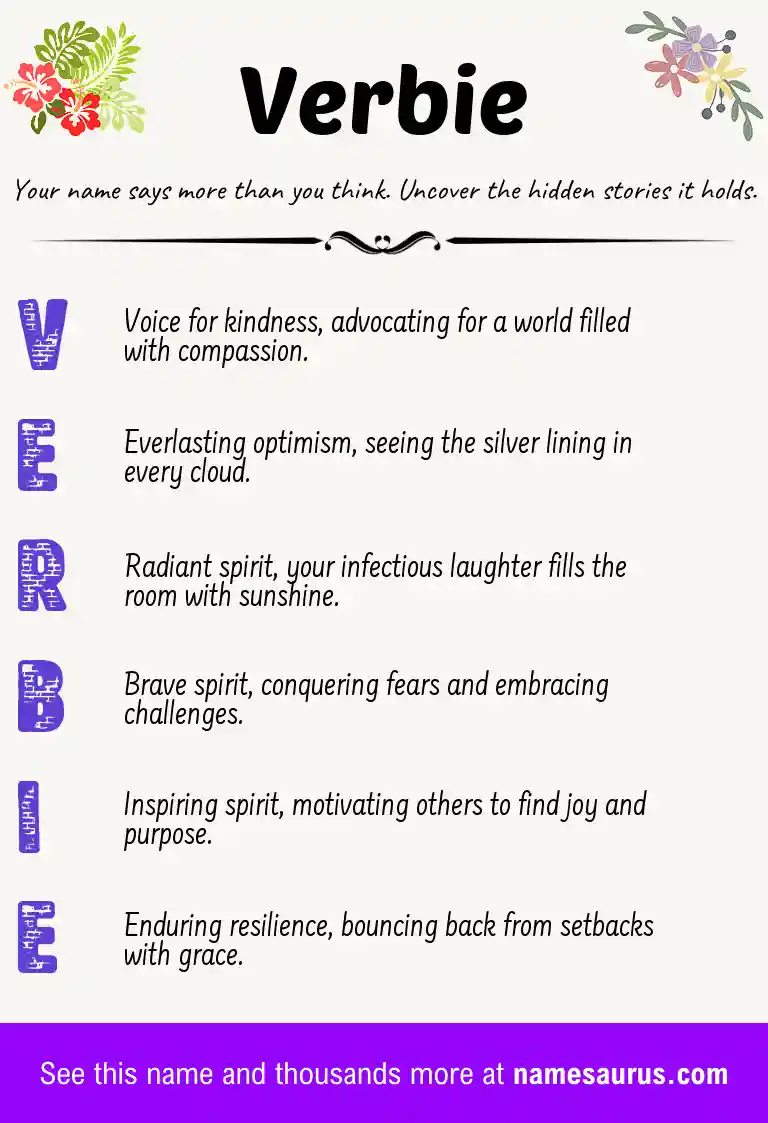 Acrostic poem about Verbie.