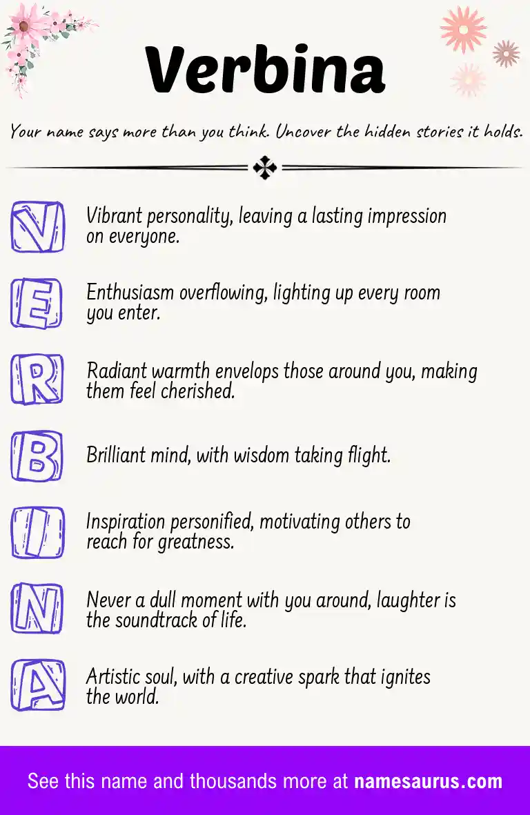 Acrostic poem about Verbina.