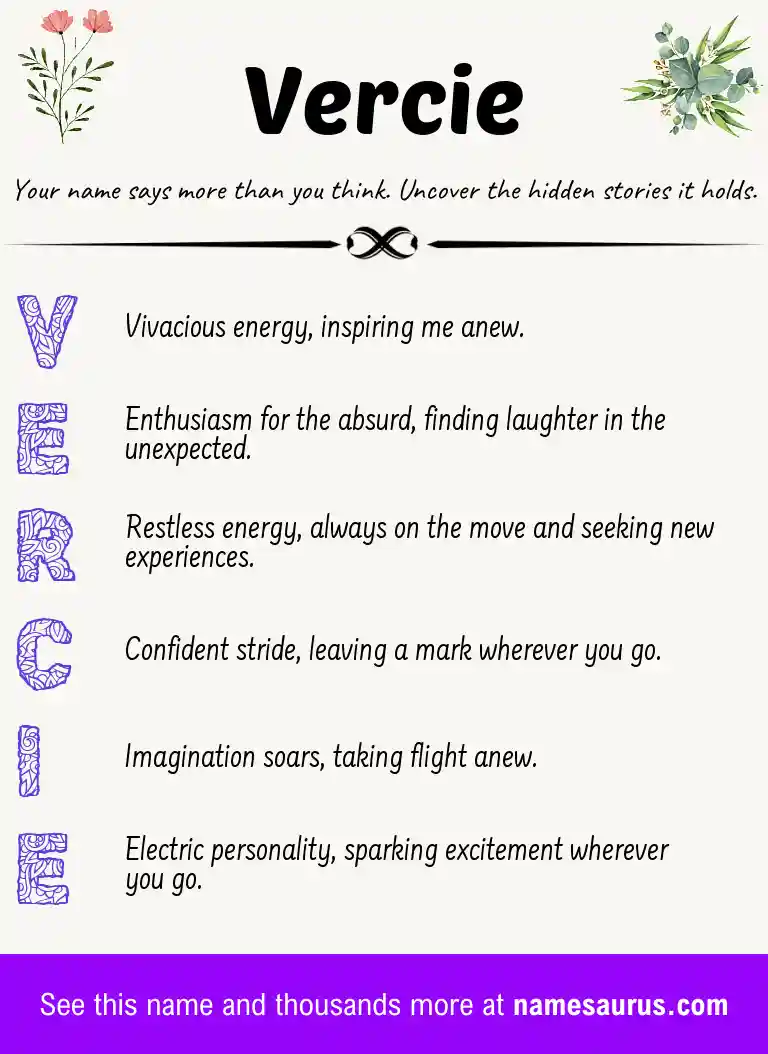 Acrostic poem about Vercie.