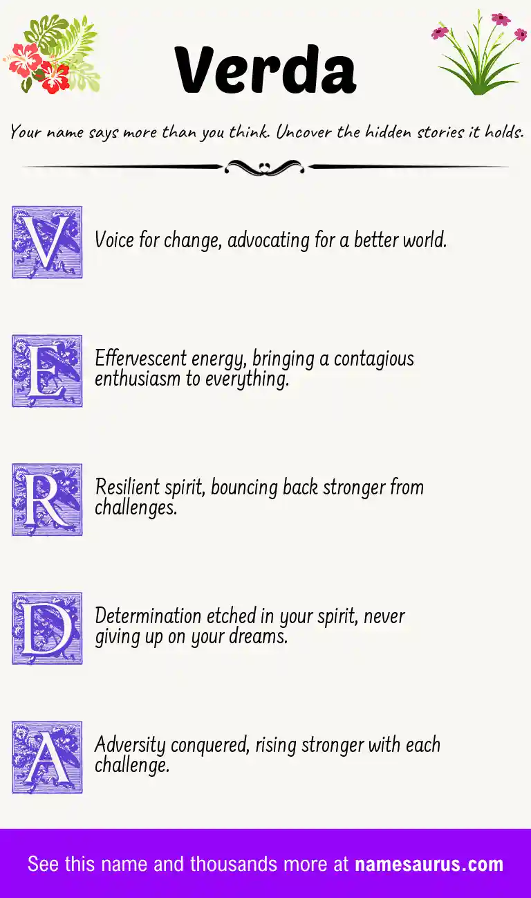 Acrostic poem about Verda.
