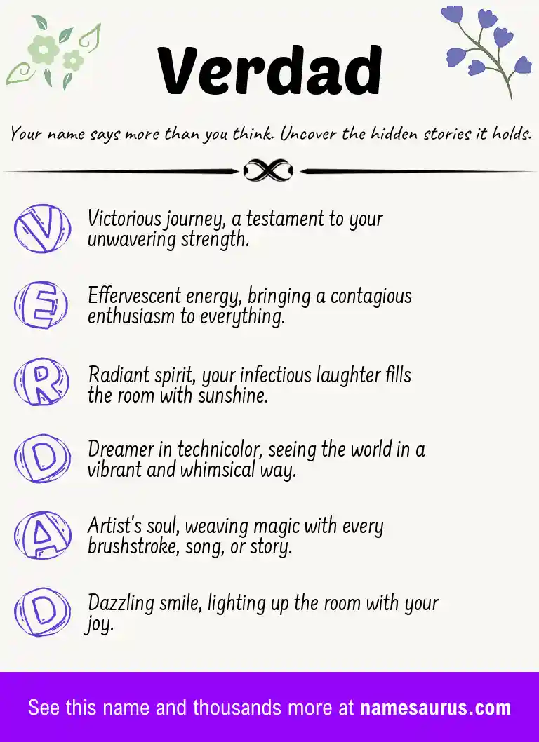 Acrostic poem about Verdad.