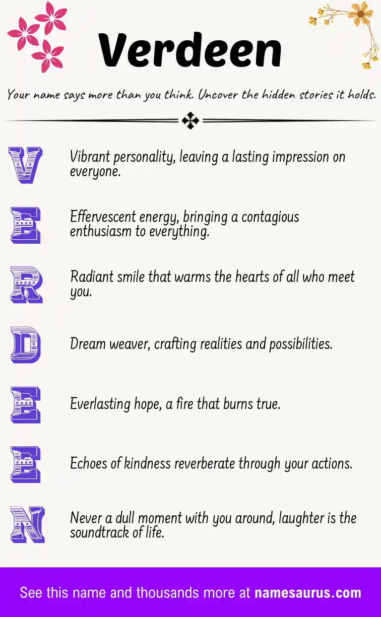 Acrostic poem about Verdeen.