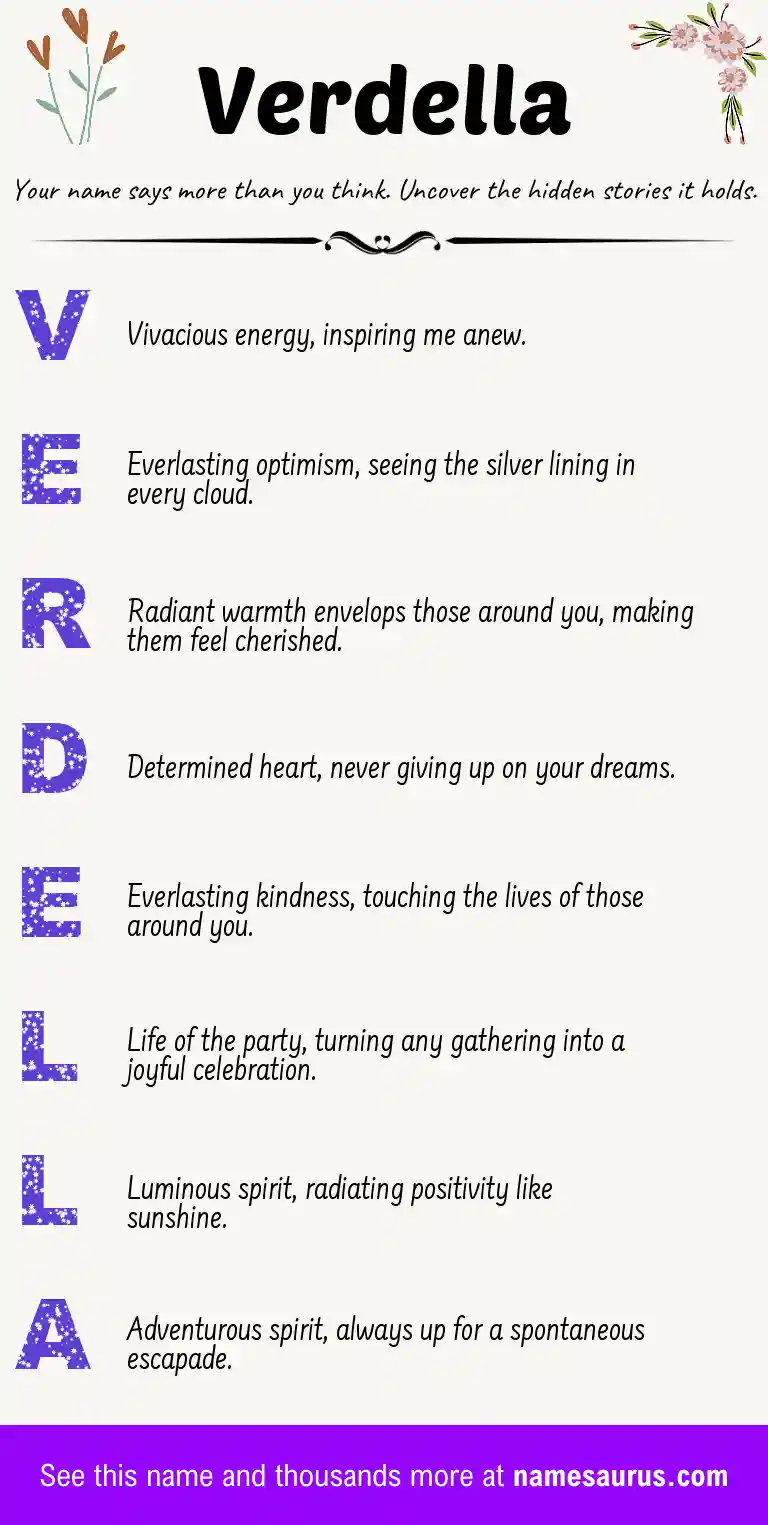 Acrostic poem about Verdella.