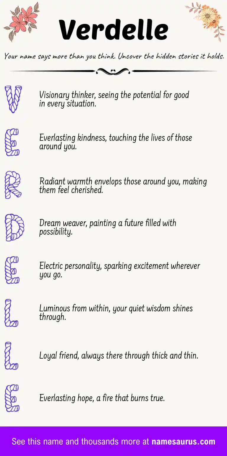 Acrostic poem about Verdelle.