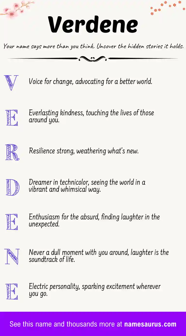Acrostic poem about Verdene.