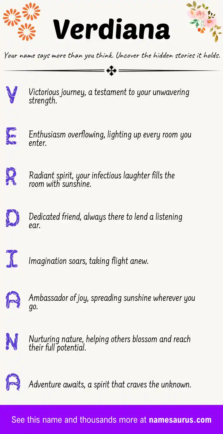 Acrostic poem about Verdiana.
