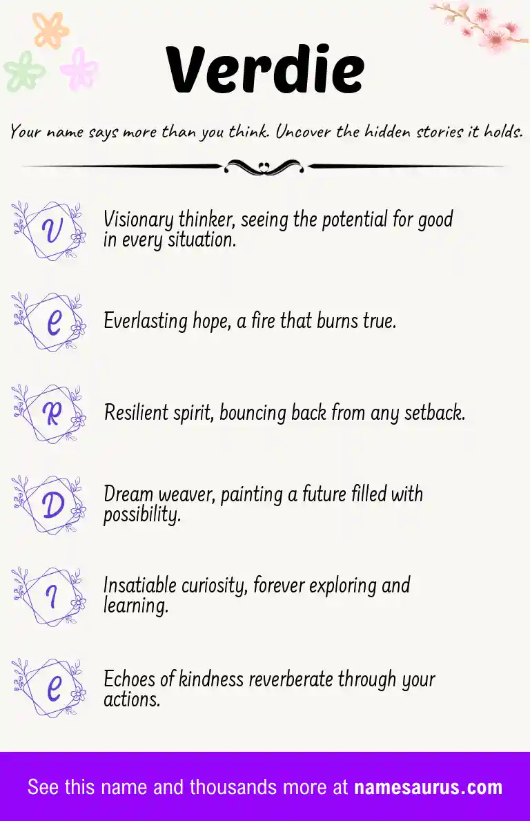 Acrostic poem about Verdie.