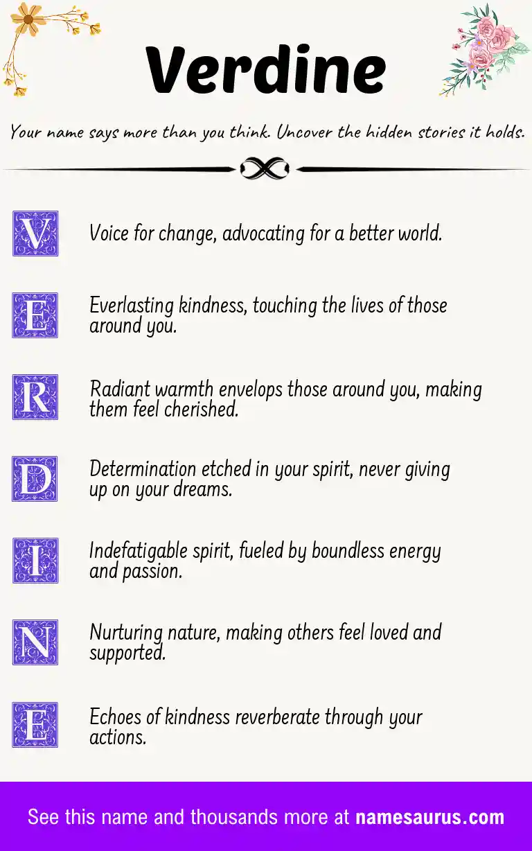 Acrostic poem about Verdine.