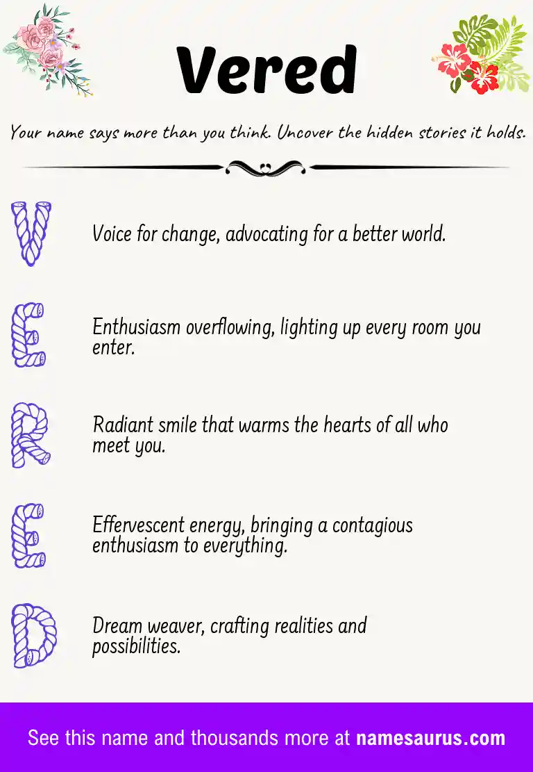 Acrostic poem about Vered.