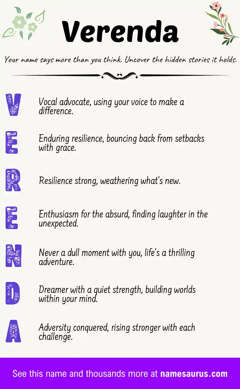 Acrostic poem about Verenda.