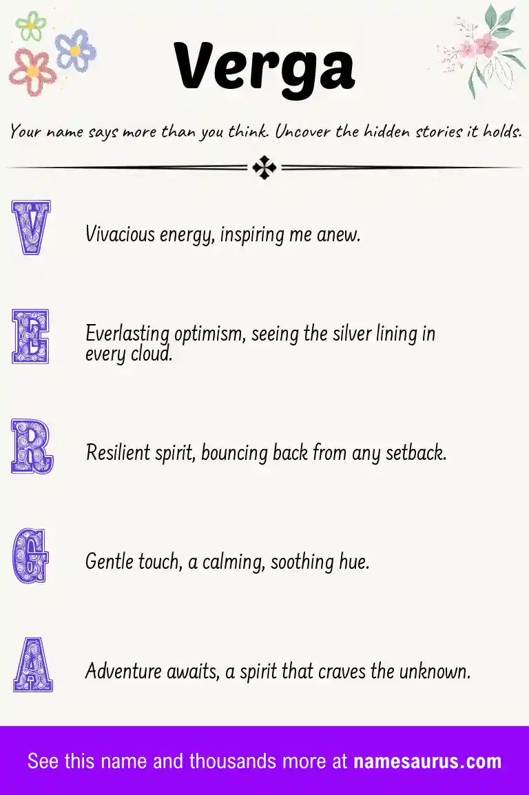 Acrostic poem about Verga.