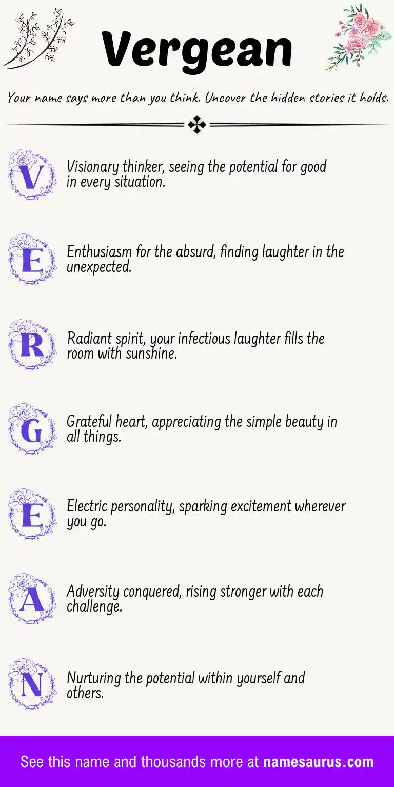 Acrostic poem about Vergean.