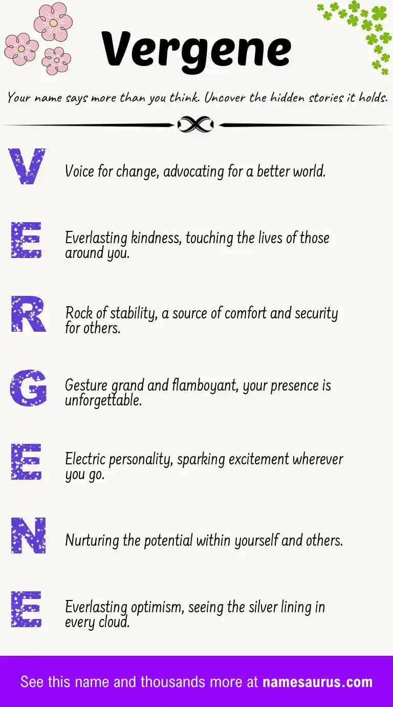 Acrostic poem about Vergene.