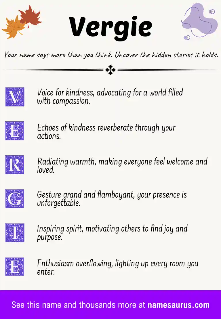 Acrostic poem about Vergie.