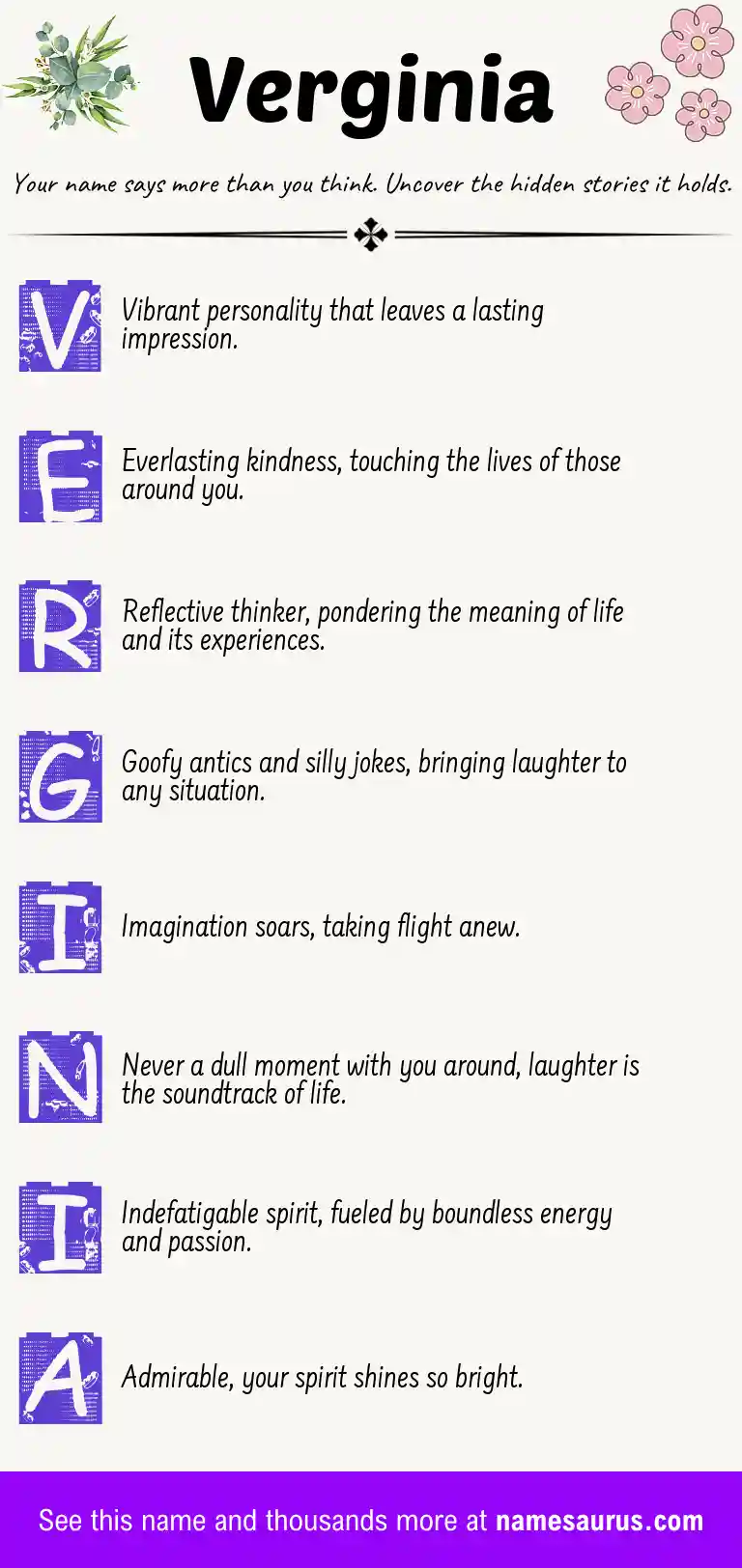 Acrostic poem about Verginia.