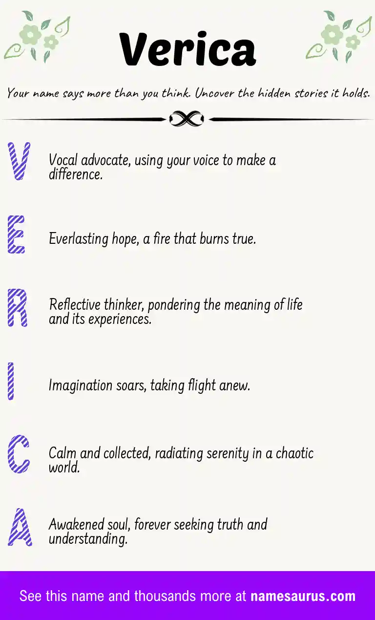 Acrostic poem about Verica.