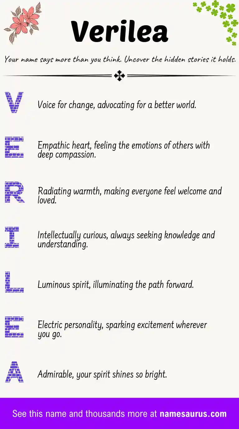 Acrostic poem about Verilea.