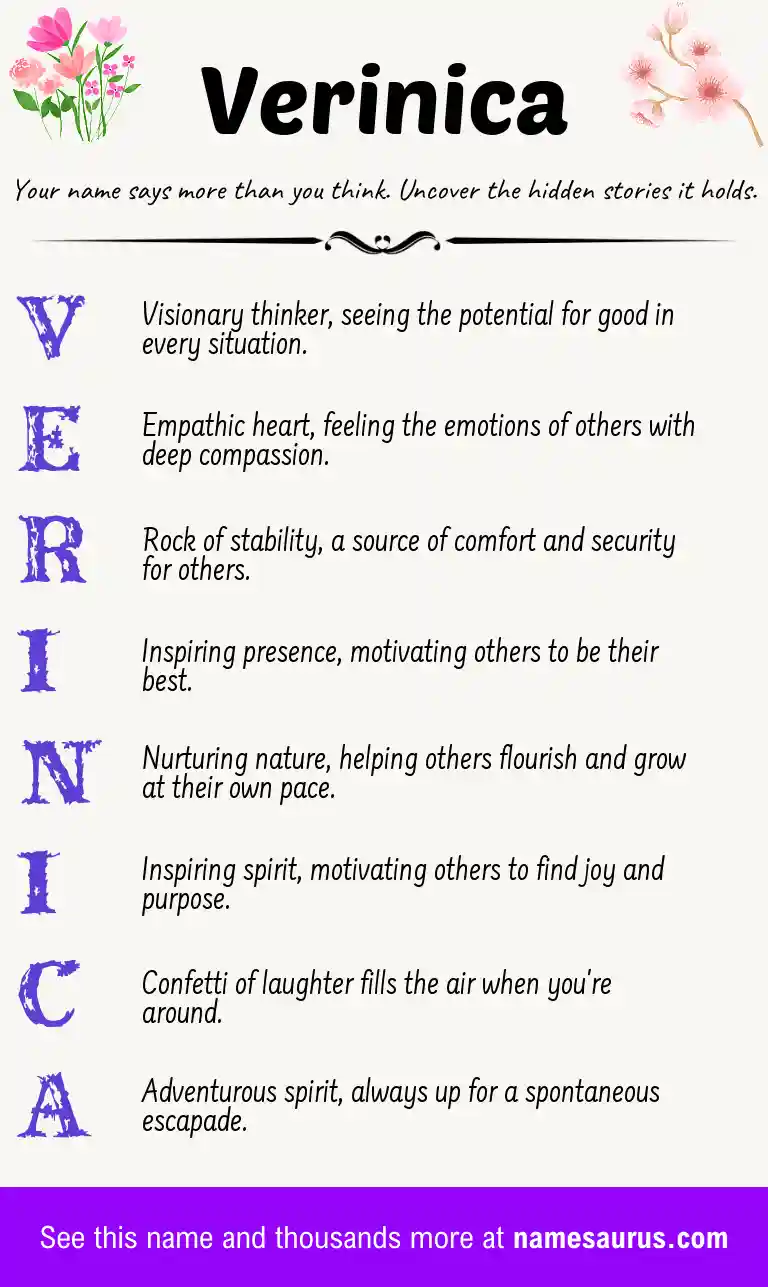 Acrostic poem about Verinica.