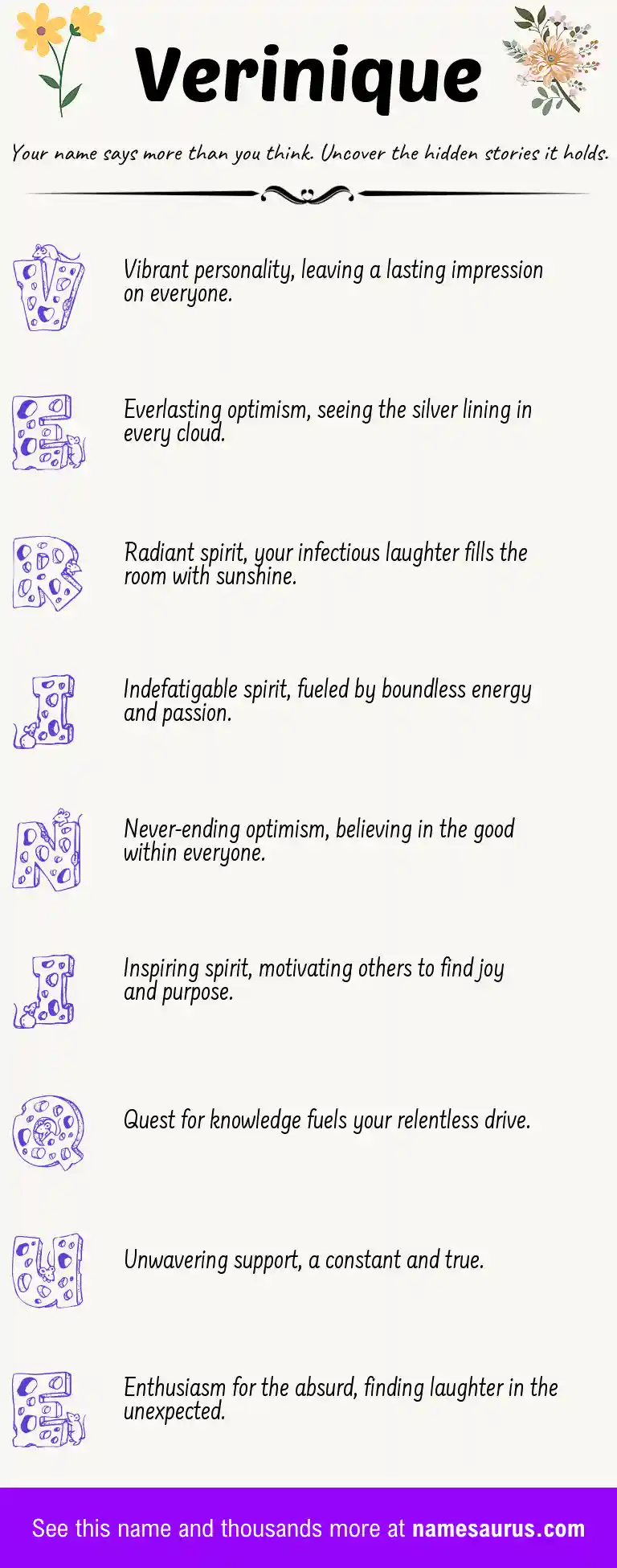 Acrostic poem about Verinique.