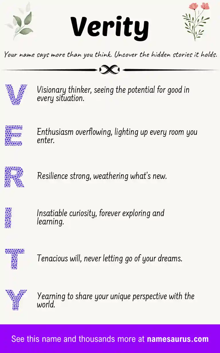 Acrostic poem about Verity.