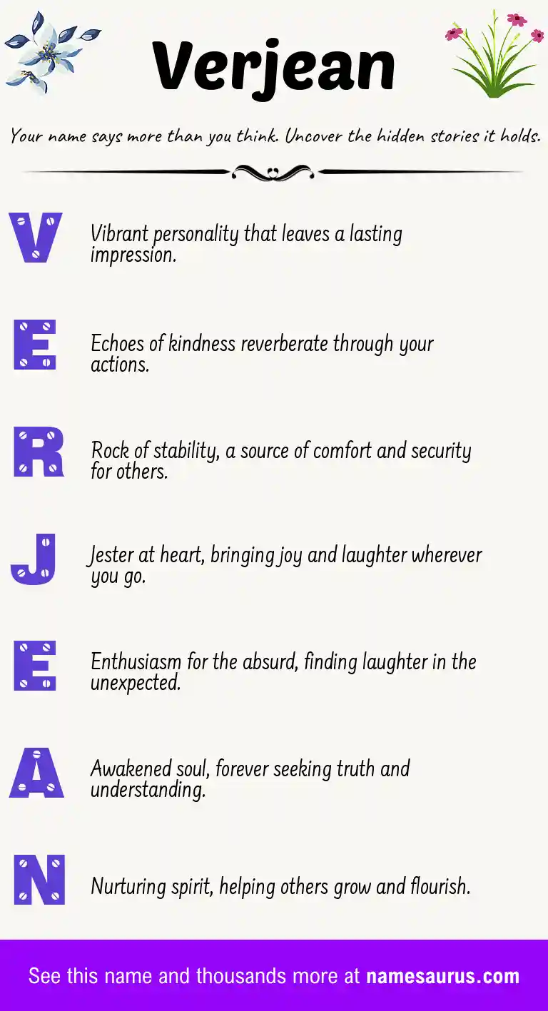 Acrostic poem about Verjean.