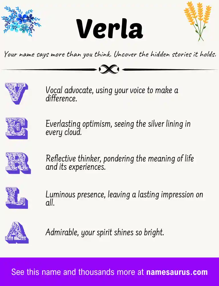 Acrostic poem about Verla.