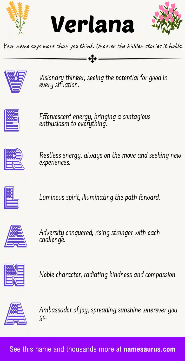 Acrostic poem about Verlana.