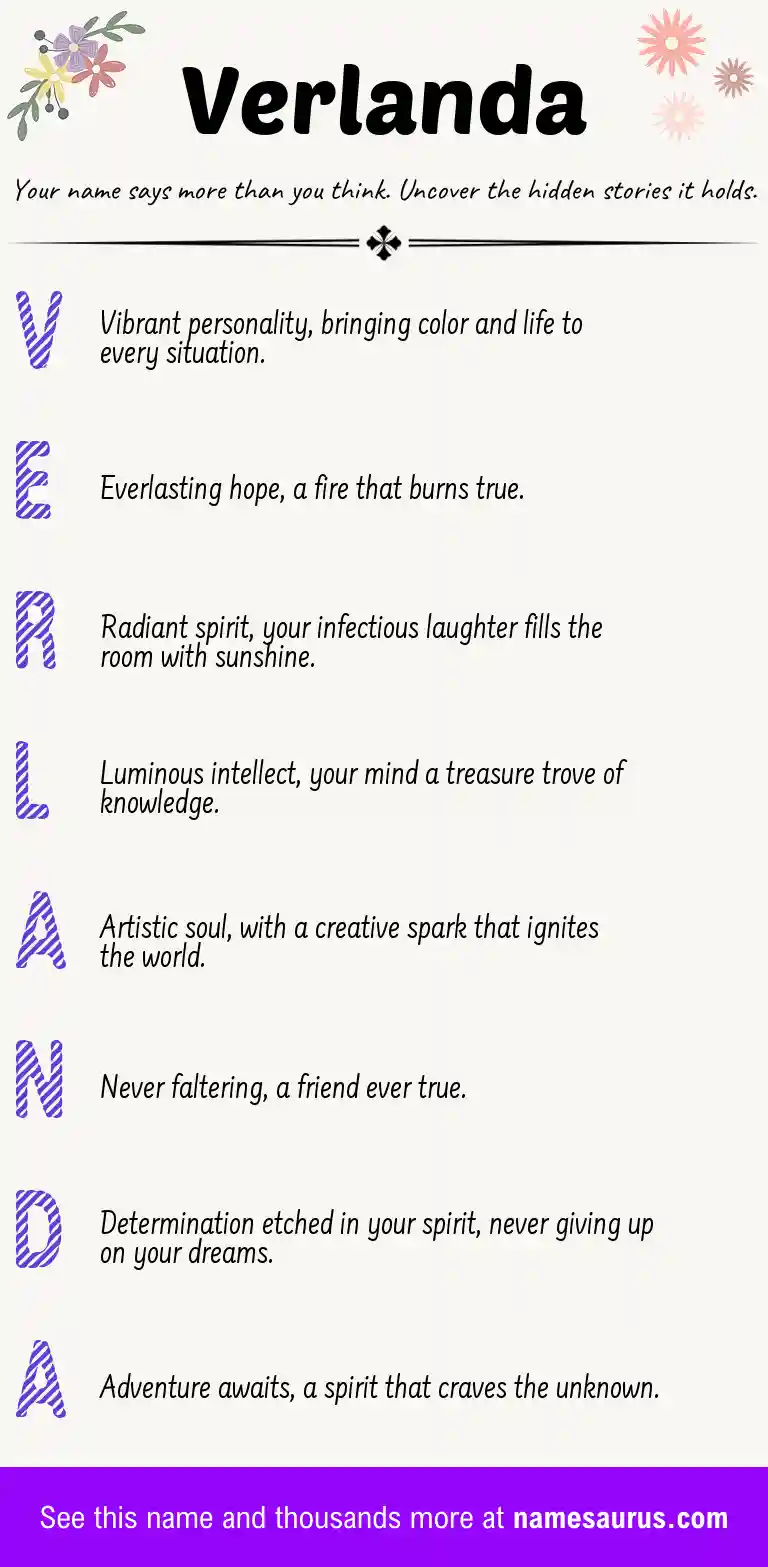 Acrostic poem about Verlanda.