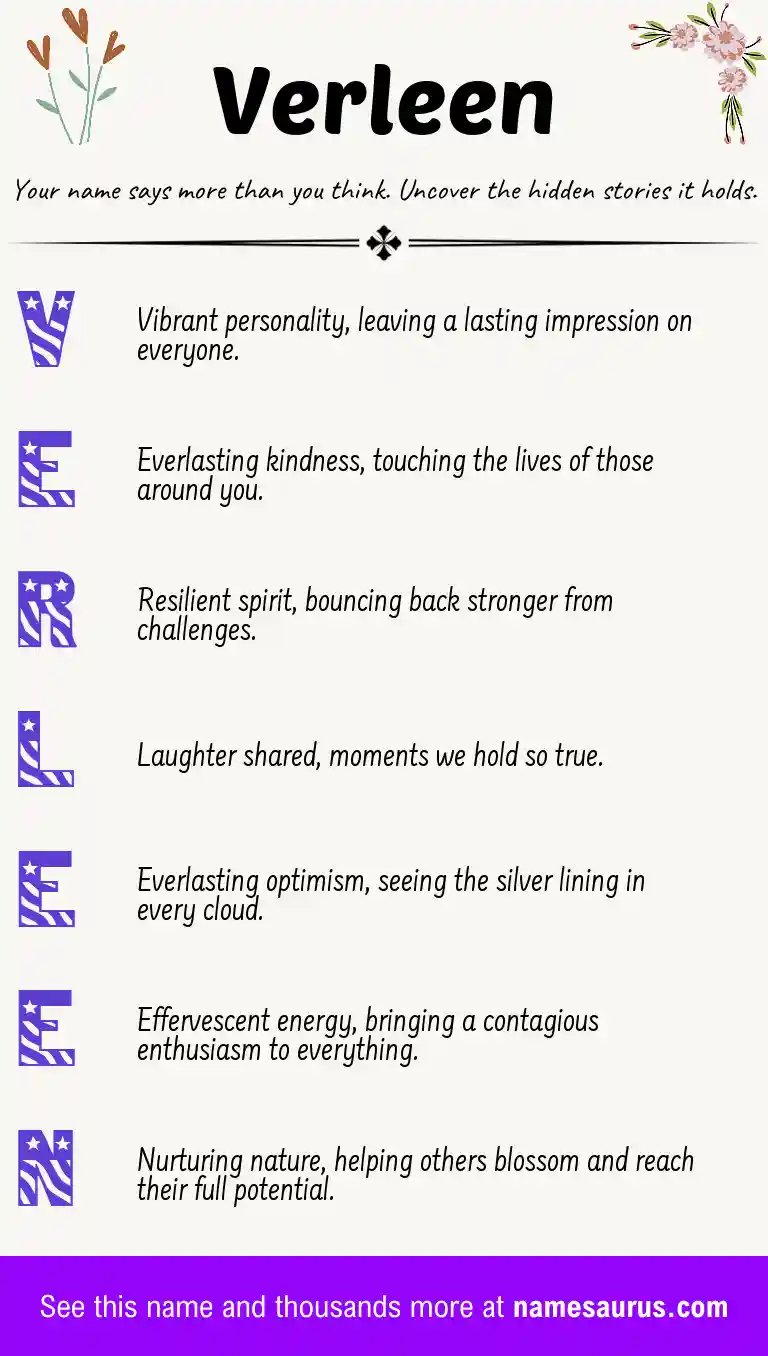 Acrostic poem about Verleen.