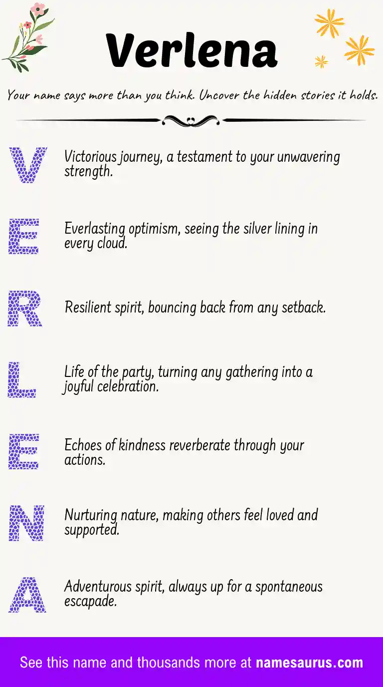 Acrostic poem about Verlena.
