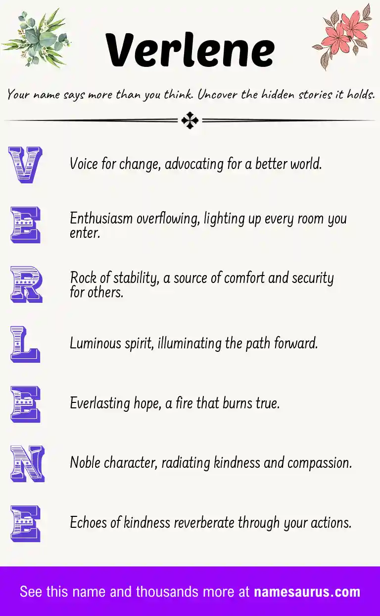 Acrostic poem about Verlene.