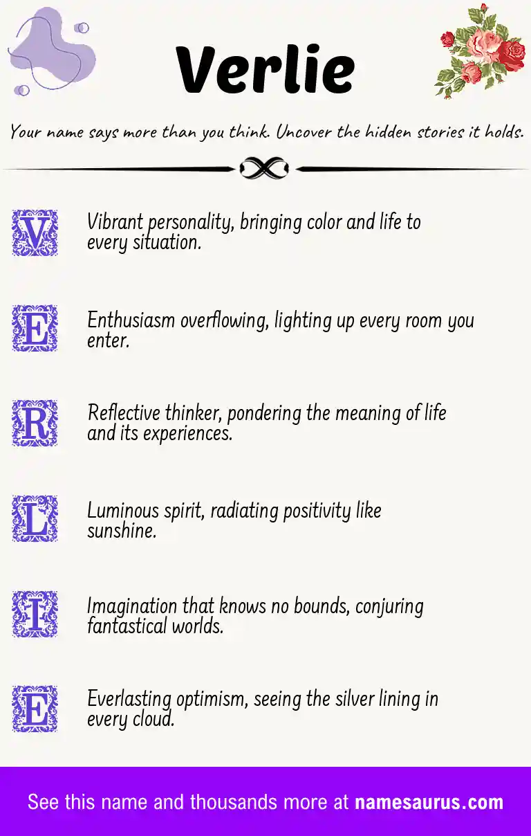 Acrostic poem about Verlie.
