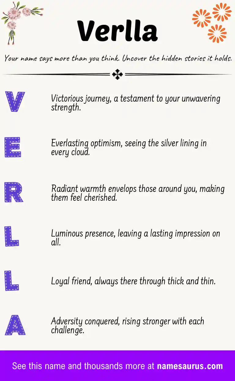 Acrostic poem about Verlla.