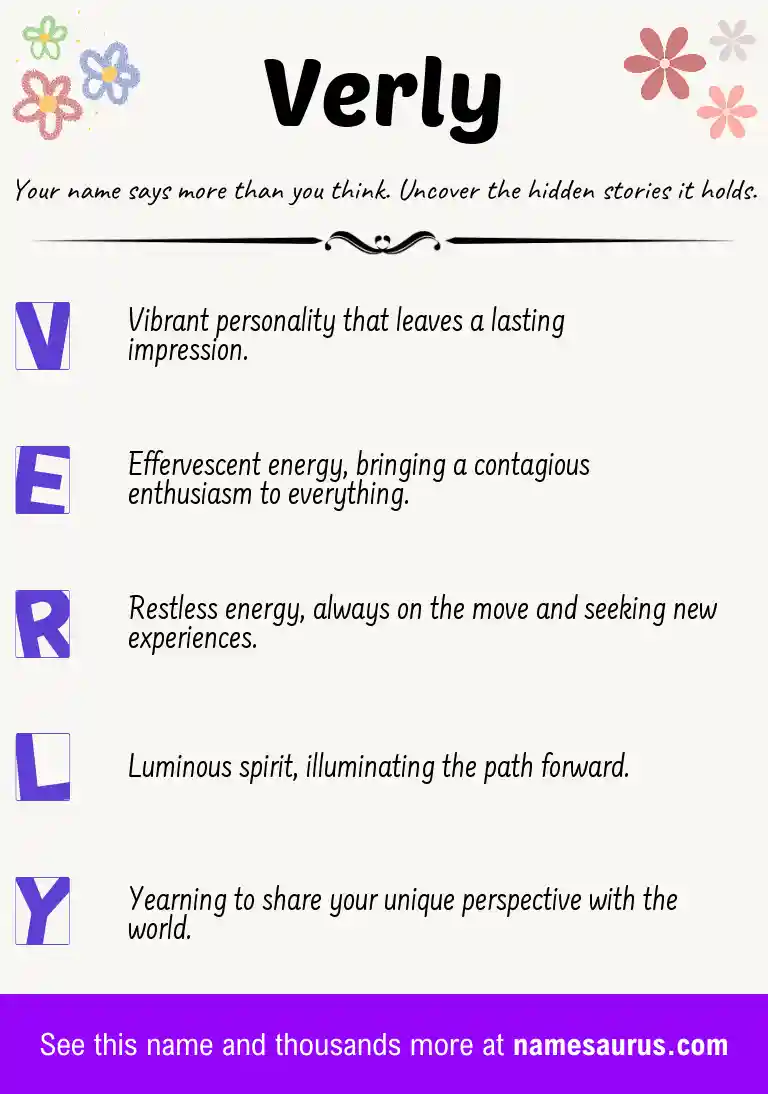 Acrostic poem about Verly.