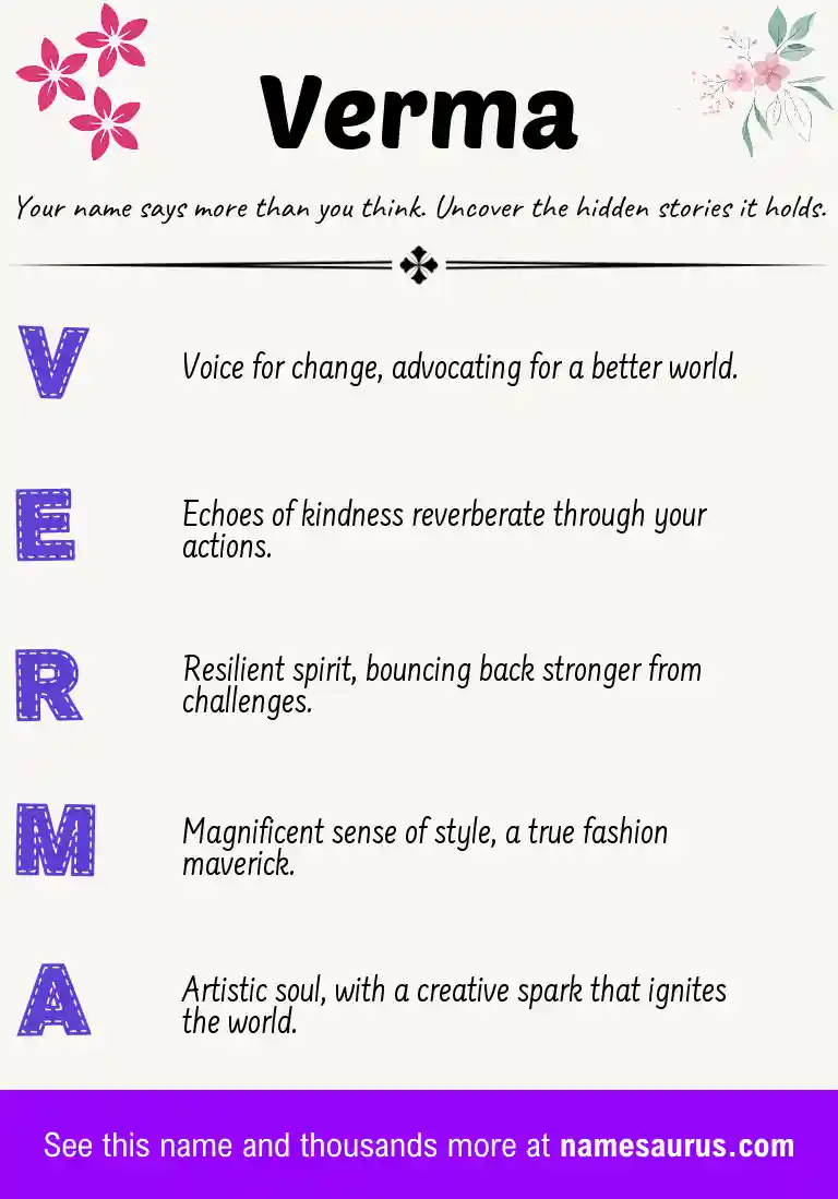 Acrostic poem about Verma.