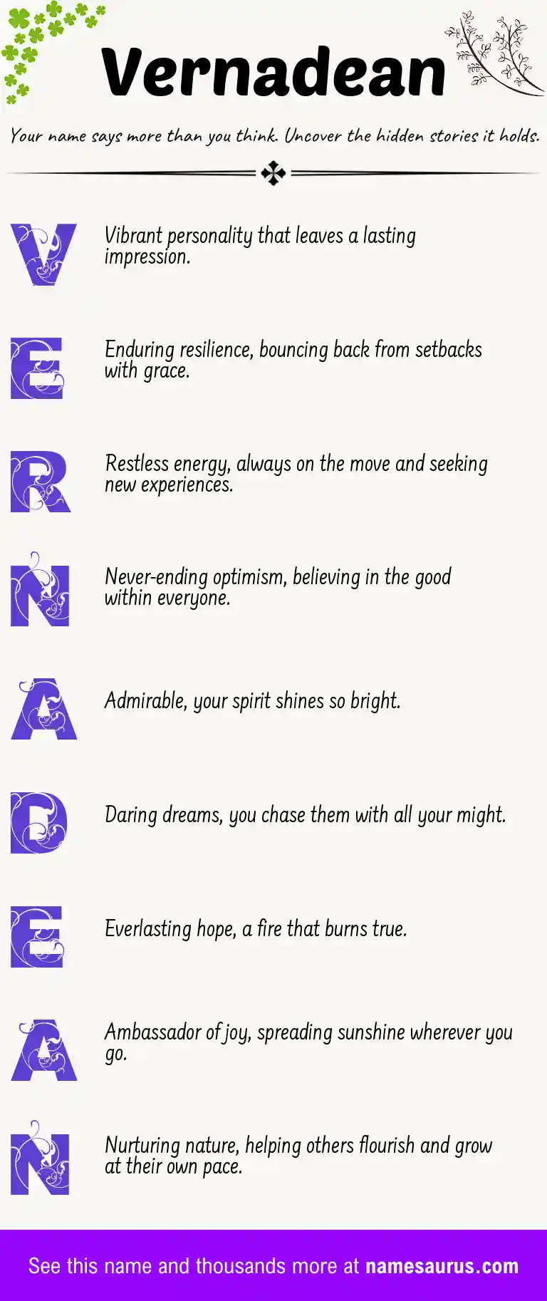 Acrostic poem about Vernadean.