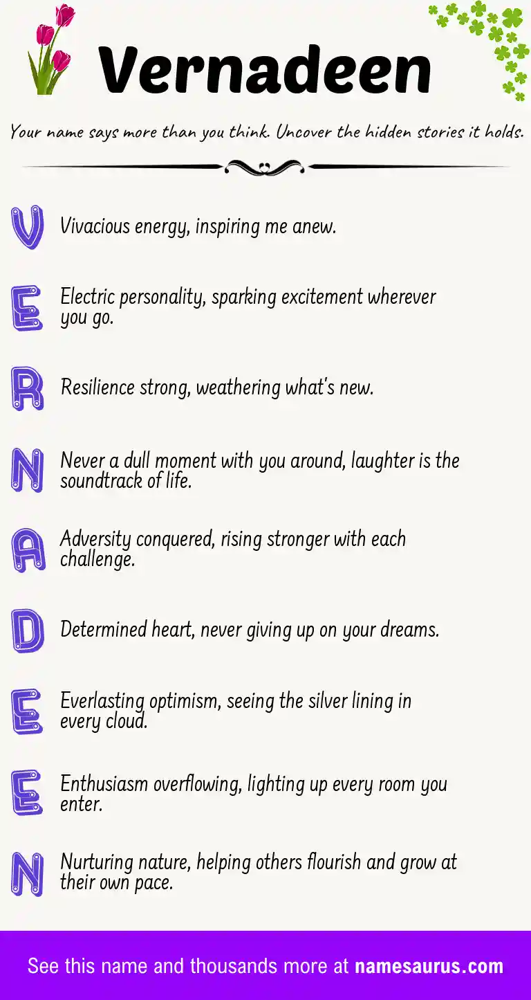 Acrostic poem about Vernadeen.